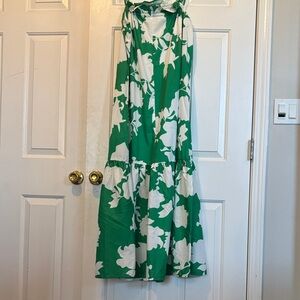 Green and White Floral Dress